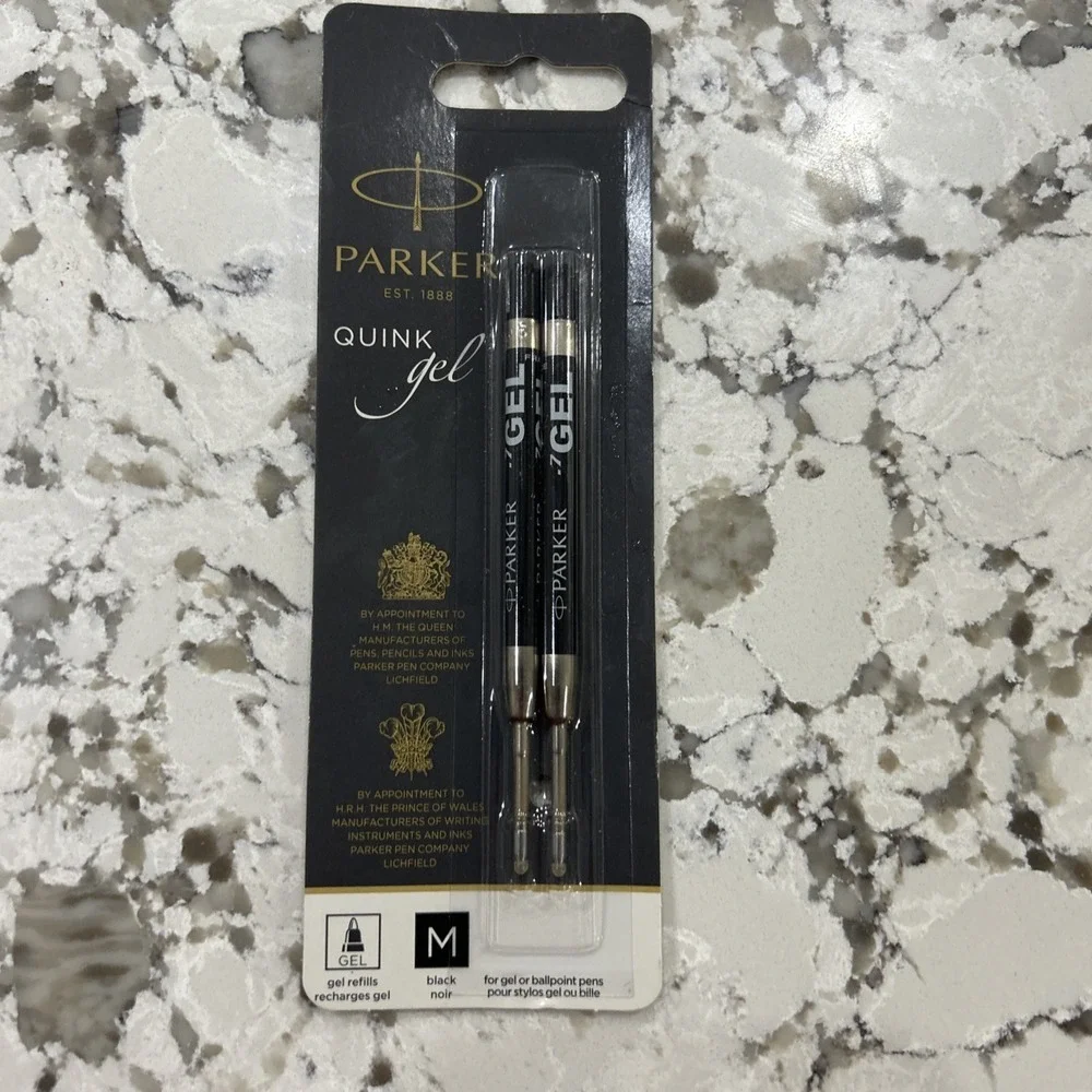 NEW GENUINE Parker Quink Flow Ball Point Pen Refill Black Ink MEDIUM 2 PK FRANCE